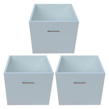 Imagem de Kit com 3 Bau Caixa Organizador em MDF - Chocmaster, Branco, 3 Baus