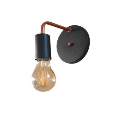 Imagem de Arandela Parede Industrial Minimalista Garagem Preto/Cobre - Poli Luz