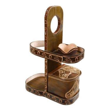 Imagem de Suporte Para Chimarrão Em Couro Cuia Garrafa Mate Promate