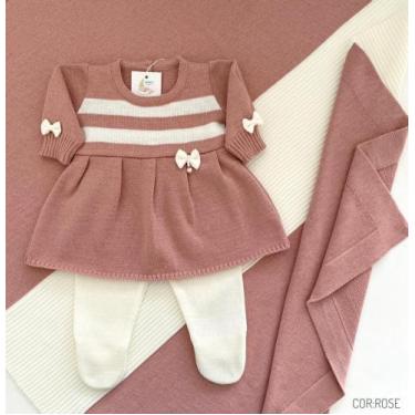 Imagem de Saída de maternidade de menina vestido pingente 3 peças - Dinhos baby,