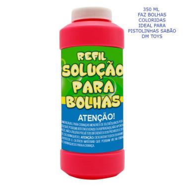 Imagem de Refil Solução Para Bolhas Sabão 350ml Dm toys Sai Bolhas Coloridas