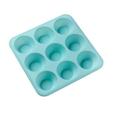 Imagem de Forma De Silicone - 22x22x3Cm - Colors Cupcake 9 Cav - Azul  - 1 unida