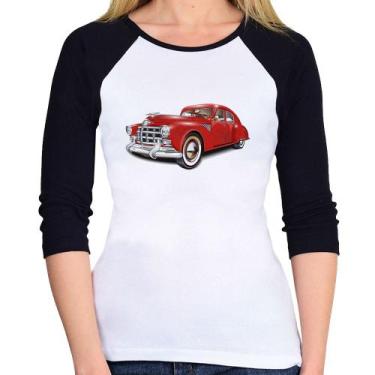 Imagem de Baby Look Raglan Retro Classic Red Car Manga 3/4 - Foca na Moda, Branc