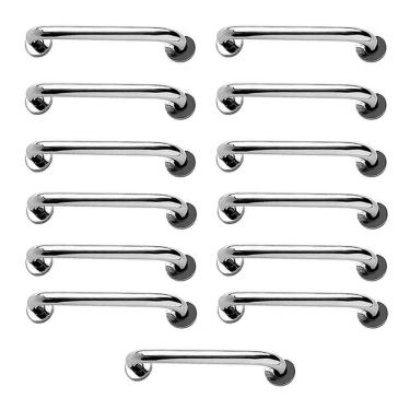 Imagem de Alça de Apoio Barra 30cm Inox Kit 13 Unidades Acessibilidade Deficiente Idoso Banheiro Box Parede Corrimao Resistente Suporte