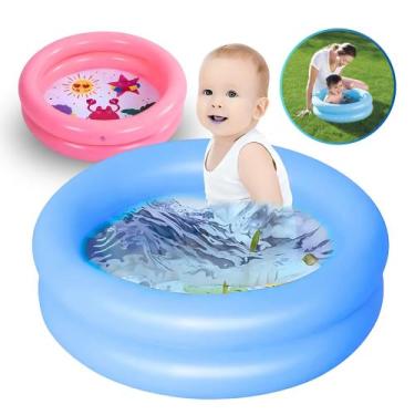 Imagem de Piscina Banheira Infantil Pequena Redonda Bebê Verão Criança Cor Azul 