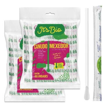 Imagem de Canudo mexedor drink c/200 biodegradavel colher sache - STRAW