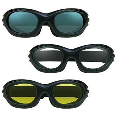 Imagem de Bikershades Óculos de sol para motocicleta, fumê e amarelo claro e noturno, espuma almofadada, tira ajustável, esqui e mergulho no céu