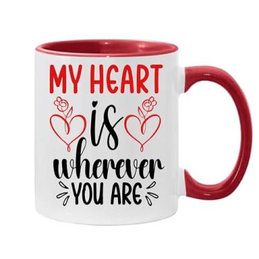 Imagem de SpreadPassion Caneca de café My Heart Is Wherever You are, presente para namorado e namorada, ideia de presente de dia dos namorados, presente para marido e esposa, ideia de presente de aniversário do