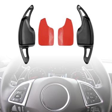 Imagem de Capa de extensão de câmbio de volante preta compatível com Chevy C7 Corvette 2015-2019, Chevrolet Camaro 2016-2023 Acessórios interiores alumínio