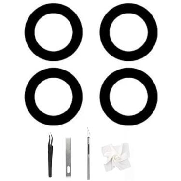 Imagem de Substituição de vidro da lente traseira da câmera traseira para iPhone 14 e 14 Plus, vidro de lente traseira com adesivo pré-instalado e ferramentas de reparo (2 conjuntos 4 peças)