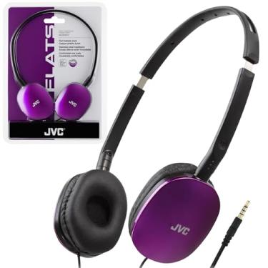 Imagem de JVC Fones de ouvido violeta planos e dobráveis coloridos com plugue fino de 1,2 m banhado a ouro HAS160V