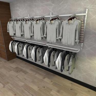 Imagem de Arara de roupas closet quarto com 16 peças cremalheira 300x100 cm cor 