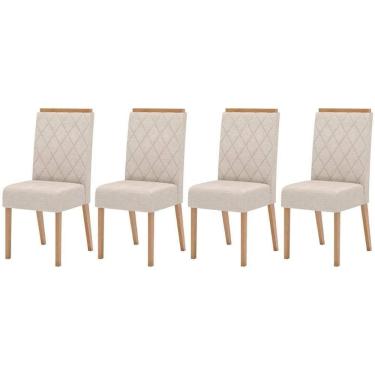 Imagem de Kit 4 Cadeiras Sala Jantar Nina 4 Un Nature Suede Light Linho
