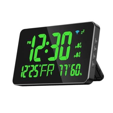 Imagem de MYCENSE Relógio de Parede Digital Grande Display Fácil de Instalar Aplicativo Display Semana Retângulo com Data LED Relógio de Parede para Cozinha Sala de Est, Verde, Tamanho real