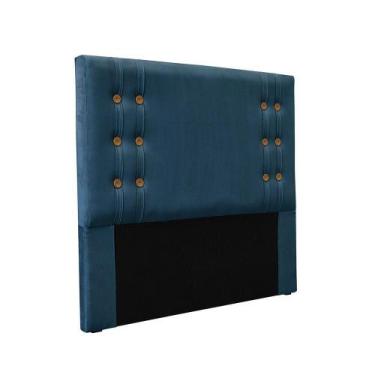 Imagem de Cabeceira Cama Box King 195cm E Recamier Gênova Veludo Azul Marinho S0