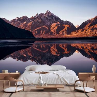 Imagem de Lcythiazole Murais de parede personalizados Peel and Stick papel de parede 3D mural paisagem lago e neve montanha lago papel de parede mural - adequado para sala de estar, quarto