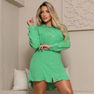 Imagem de Saída de praia camisão feminino chemise manga longa - Gisele Freitas, 