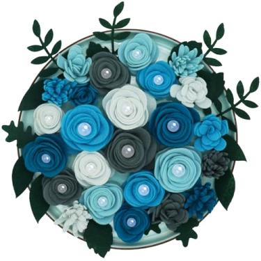 Imagem de BAZIMA ALICE Perolado de feltro rosa e suculentas, acessórios para quadro de letras, grinaldas DIY, jardim vertical, chá de bebê, criar faixas de cabeça, 25 flores de feltro e 17 folhas de feltro