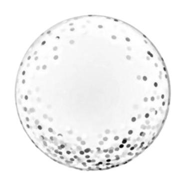 Imagem de Balão Bubble 30cm Transparente Confete Prata - 01 unid - PB Festas