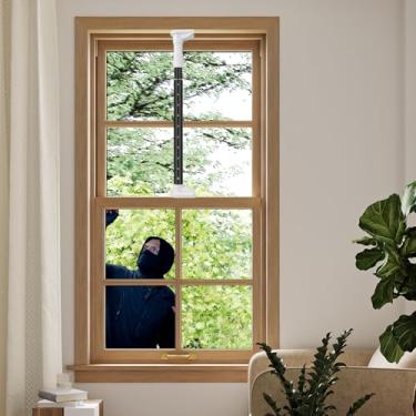 Imagem de Fechaduras de janela para janelas para cima e para baixo (preto) para privacidade e segurança da janela da cabine - Ajustáveis de 45 a 76 cm, barras de segurança para janelas - travas de janela -