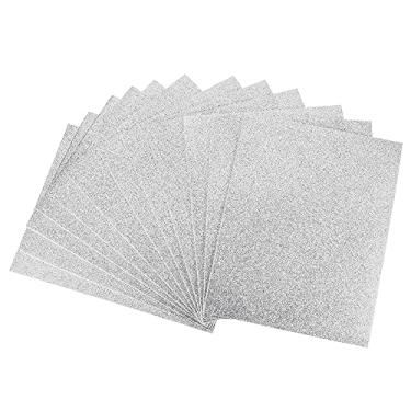 Imagem de uxcell Folhas de espuma EVA brilhante prateado 28 x 20 cm de espessura para projetos de artesanato faça você mesmo, 12 peças