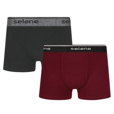 Imagem de Kit 2 Cuecas Boxer Selene Algodão Infantil, Preto, Vinho, 4