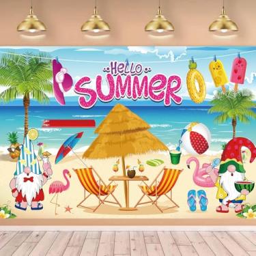 Imagem de LeDuo Hello Summer Party Decorações Banner, Grande 188 x 109 cm, Olá Verão, Decorações de Festa Coloridas, Artigos para Casa e Fundo Externo