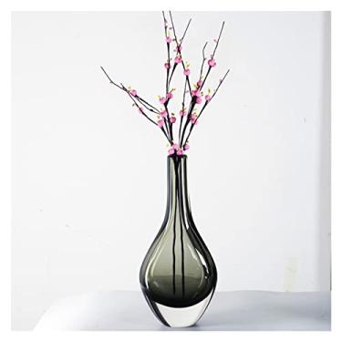 Imagem de Vaso Decoração de vaso de luxo leve, arranjo de flores para sala de estar, artesanato com esmalte de cristal, flor seca, decoração simples e moderna de armário de TV Vaso de flores(Grande)