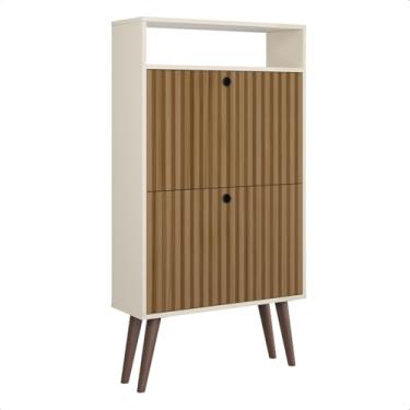 Imagem de Sapateira Organizador Vertical 2 Porta Basculante Drex (Off White/Ripado 3D)