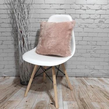 Imagem de Almofada de Pelucia Pelo Curto Rose Luxo Decoração Para Sofá 40x40 - N