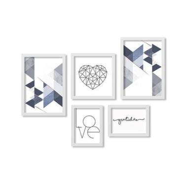 Imagem de Kit 5 Quadros Decorativos Com Molduras Gratidão Abstrato - D'Cora