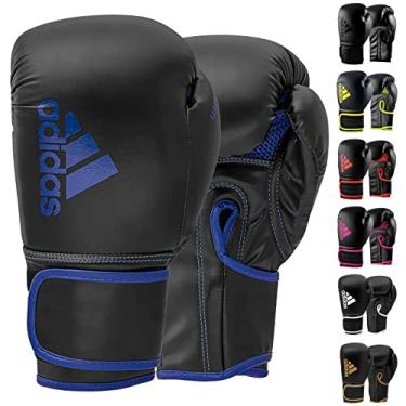 Imagem de adidas Boxing Gloves - Hybrid 80 - for Boxing, Kickboxing, MMA, Bag, Training & Fitness - Boxing Gloves for Men & Women - Weight (14 oz, Black/Blue)