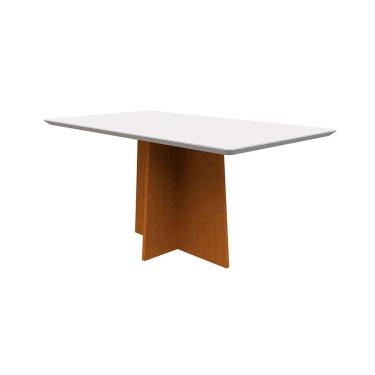 Imagem de Mesa de Jantar Retangular com Tampo de Vidro Anitta Off White e Ype 160 cm