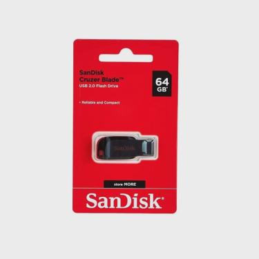 Imagem de Pen Drive SanDisk Cruzer Blade 64GB USB 2.0 Preto e Vermelho