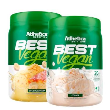 Imagem de Kit 2x Best Vegan 500g - Formula Blend Vegano - Proteina da Ervilha e Arroz Atlheticanutritioon (2x Potes 500g, Bolo de Banana/Cocada)