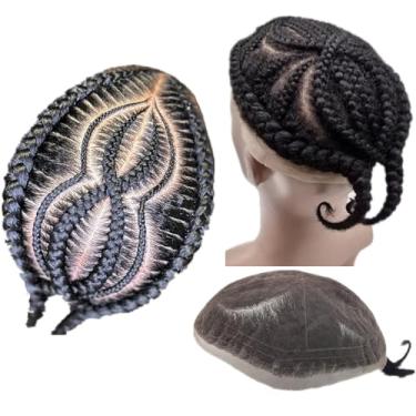 Imagem de N.L.W. Peruca Afro Trançada Para Homens, Peruca Afro Curl Hd Renda Suíça, Peças De Cabelo Para Homens, Sistema De Substituição De Cabelo Humano, Unidades De Prótese De Cabelo De Renda 8X10" Para Ho