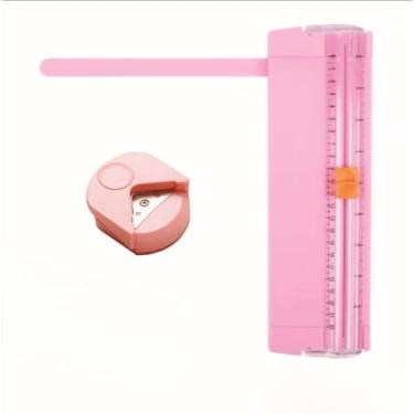 Imagem de Kit Guilhotina Portátil Cortador De Papel A5 + Mini Arredondador de Canto de Folhas(1 KIT ROSA)
