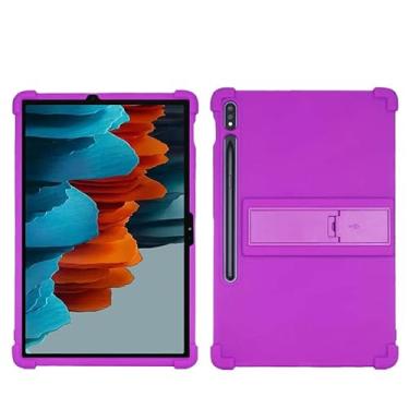 Imagem de QYiiD Capa para Galaxy Tab S8 Plus/ S8 + Capa 2022 / Tab S7 FE 12.4 2021 (SM-X800/X806, SM-T730/T733), capa protetora macia à prova de choque, roxa