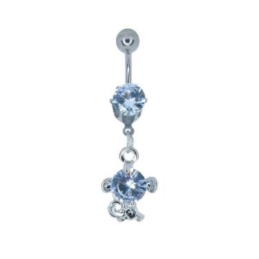 Imagem de Piercing De Umbigo Prateado Com Pedras Zirconia Titanio Com Garantia -