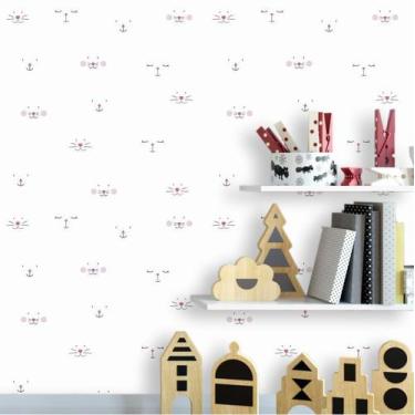 Imagem de Papel De Parede Gatinhas Amigas Rosa - Inove Papéis de Parede