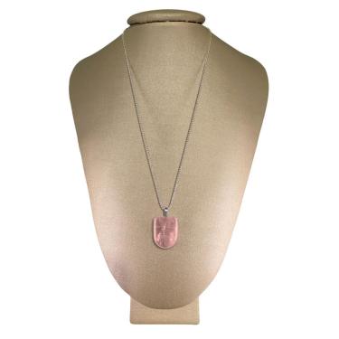 Imagem de Colar Prata 925 Diamantado Quartzo Rosa Medalha - P. Vecchio