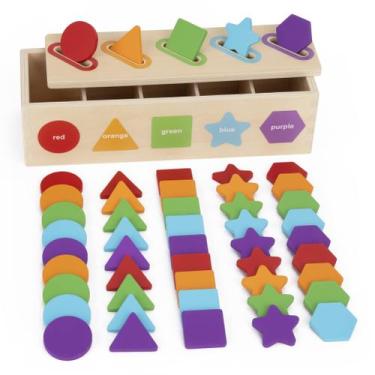 Imagem de Brinquedos educativos Montessori KMTJT Color & Shape Sorting 1-3Y