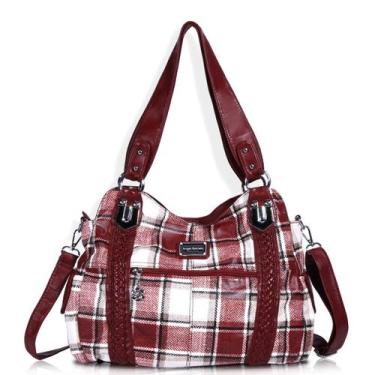 Imagem de Bolsa Angel Barcelo Roomy Fashion Hobo em couro vermelho lavado
