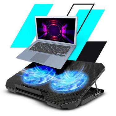 Imagem de Suporte Notebook Com Cooler Base Refrigerada Ventilação Silenciosa Led