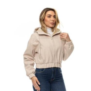 Imagem de Jaqueta Feminina Cropped lã Batida Com Capuz Crocker - 50436-Feminino