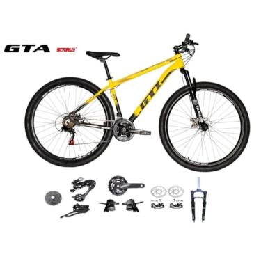 Imagem de Bicicleta Aro 29 Gti Roma Kit 2x9 Gta Sunrun Freio Disco K7 11/36 Pedivela 24/38d Garfo com Trava (Amarelo/Preto, 17)