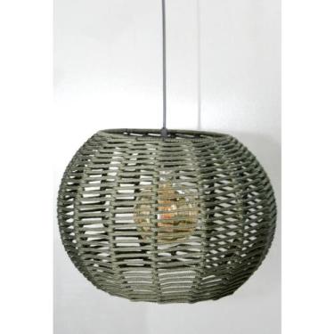 Imagem de Pendente Luminária Lustre Teto Bola Grande Corda 41x28 Com Fio - Fibra