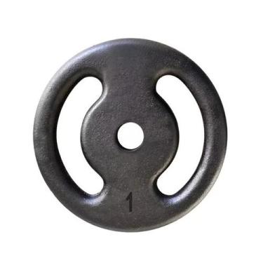 Imagem de Anilha Pintada Peso Academia Musculação 1 Kg - KL Master Fitness, Pret