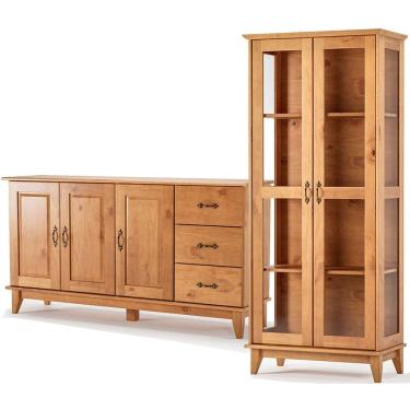 Imagem de Buffet Aparador 3 Portas 3 Gav. 156 cm e Cristaleira 2 Portas Bella Slim