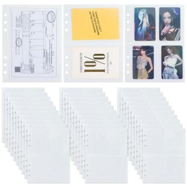 Imagem de 30 bolsos para fichário A5, 3 tamanhos de capa dupla face para cartão e bolsa de fotos para 6 capas de inserção de anel, folha de refil